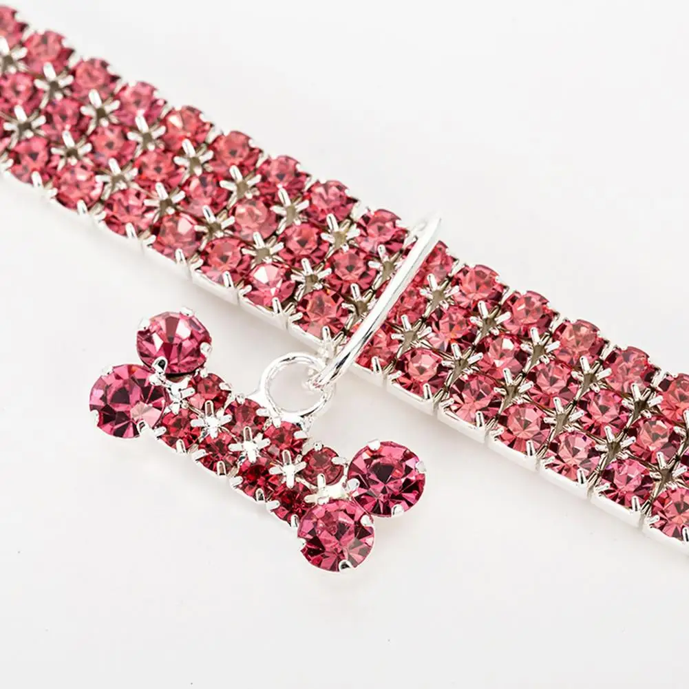 1 шт. 3 ряда Bling Кристалл стрейч линии ожерелья домашних животных собака кошка воротник уход за домашними животными наряды