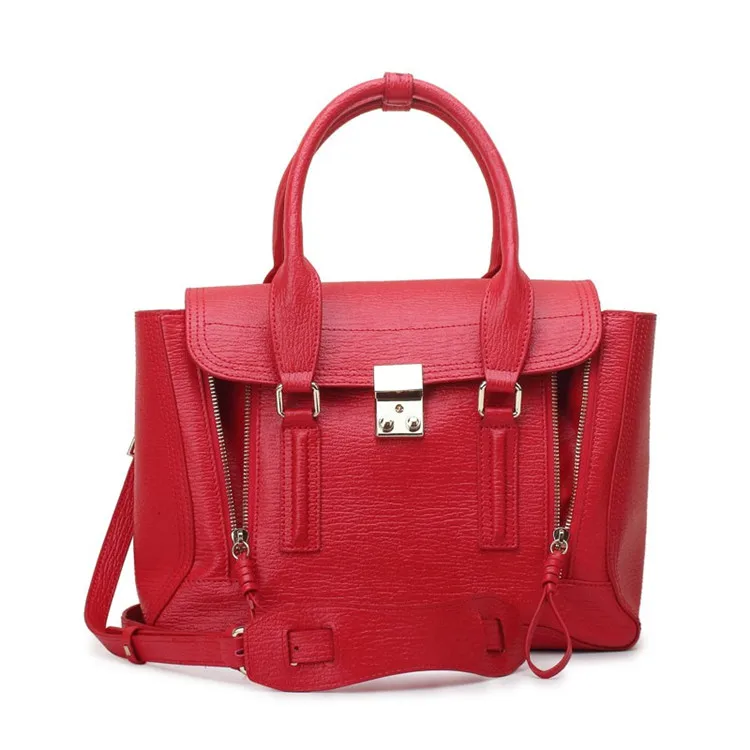 MZORANGE сумка из натуральной кожи, сумка-портфель с ремнем, флуоресцентная Средняя сумка-монстр, милая сумка на плечо, натянутая кожаная сумка - Цвет: Red