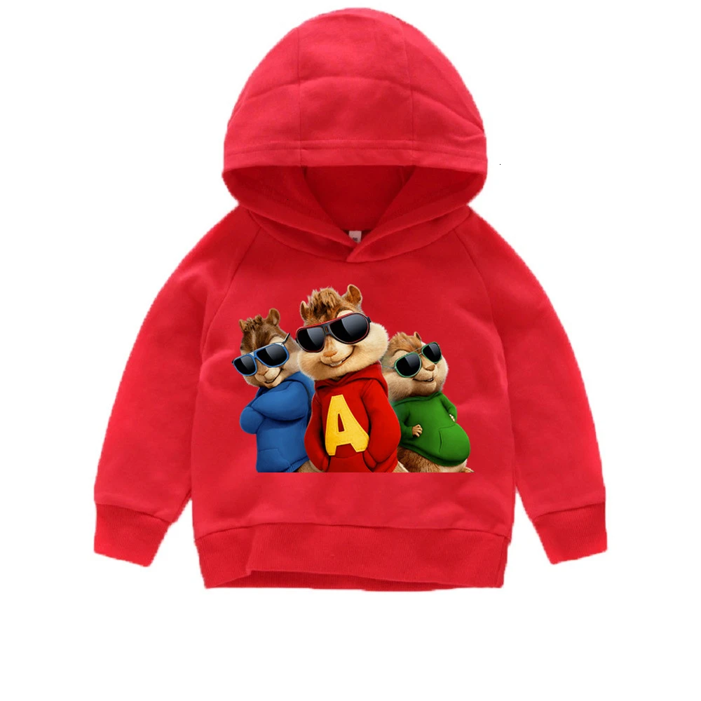 as picture Зимняя толстовка с капюшоном и принтом «Alvin And The Chipmunks», забавные детские топы с круглым вырезом для мальчиков и девочек, детские топы с героями мультфильмов - Цвет: as picture