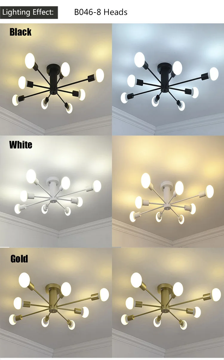 Потолочное освещение для помещений, теплый белый или белый эффект, потолочная лампа, светодиодная, с 3 цветными корпусами, комнатное освещение