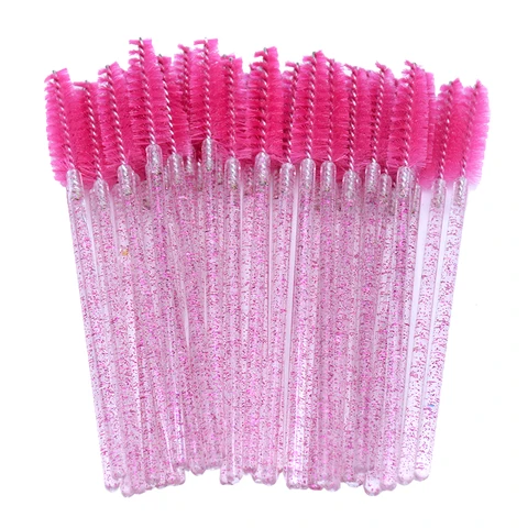 Newest Crystal 3D Eyelash Mascara Wands Clear Lash Spoolies Wholesale Eye Lashes Brushes Micro Applicators