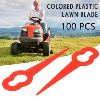 

100Pcs Plastic Mower Cutting Blades Lawn Grass Trimmer Blades 12*7mm Fit Lawnmower Mower Head Strimmer Gourd Shape Garden Parts