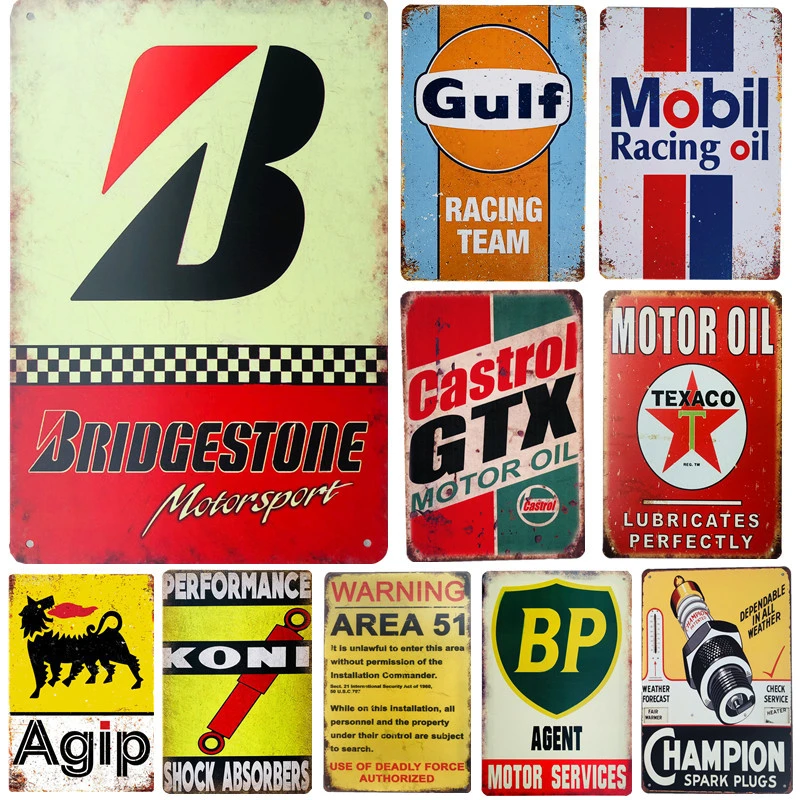 20,3 x 30,5 cm BDTS Agip Motor Oil Targa da parete in metallo per garage vintage