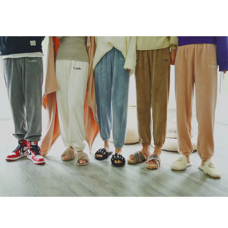 

Sanderala Women Flannel Pajama Bloomers Pants 2019 Winter Elastic Loose Trousers Waist Solid Pajamas Bottom Home Sleep Underwear