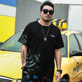 

Large size men's summer men's 130 pound short-sleeved T-shirt plus fat to increase tide fat man fat loose casual half-sleeved 6x