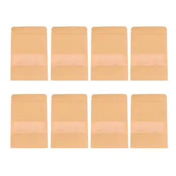 

50pcs Transparent Window Kraft Paper Gift Bags Portable Self-Adhesive Sweet Storage Pouch For Party Supplies