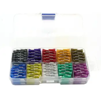 

SI-AT42017 Car Standard Fuse 100pcs+Transparent Box Assorted Colors Car Standard Blade Fuse Car Accessories