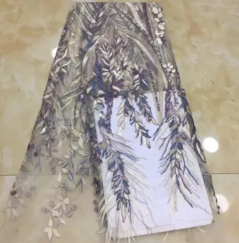 

Nigerian french net Lace David-11.9514 Embroidered Cord Lace Fabric with full beads for bridal dress