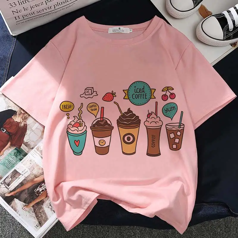 Strawberry Juice Graphic Print T-shirt Women Harajuku Aesthetic White Tops Tshirt Tee 2021 New Summer Fashion Y2k Female T Shirt vintage graphic tees