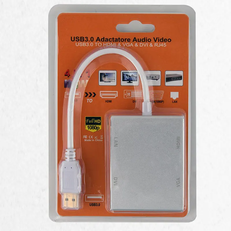 Видео конвертер USB концентратор сетевой карты usb 3,0 адаптер аудио видео в HDMI VGA DVI RJ45 usb-адаптер для дисплея ТВ-проектор