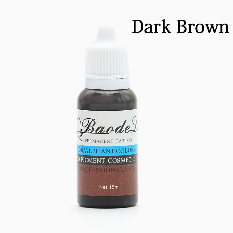 Dark Brown Краски для татуажа бровей 15 мл Microblading полу-долговременного тату макияжа живое растение красота бровь, карандаш для глаз, губы пигмент татуировки - Цвет: Dark Brown