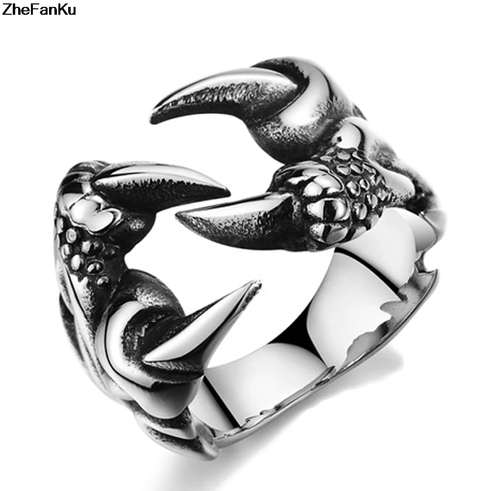 New Rock Punk Male Biker Rings Dragon Claw Rings For Men Vintage Gothic Jewelry Drop Shipping