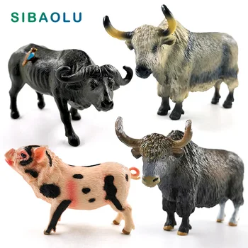 

New Buffalo Yak Pietrain Pig Cow Cattle Bull ox figurine Animal model home decor miniature fairy garden decoration accessories