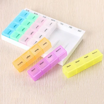 

Portable 7 Day Pill Medicine Tablet Pillbox Dispenser Organizer Case 28 Squares Pill Box Multicolor Container For Medicines