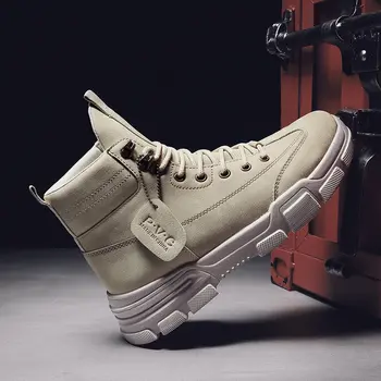 

LITTHING Men Ankle Boots Leather Sneakers Male Shoes Casual Sneakers High Top Shoes Men Sport Shoes Vulcanize Shoes