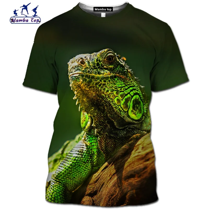 3D print Summer Short sleeve cute Animal lizard shirt fashion funny chameleon men's T-Shirts snake Hip-Hop O-Neck Streetwear tee (6)