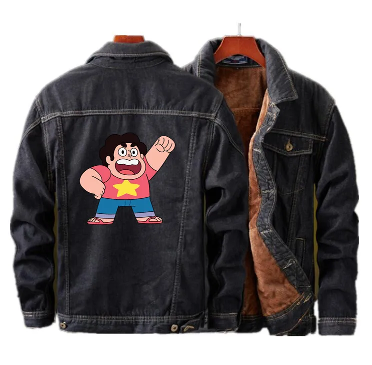 Steven Universe утепленная джинсовая куртка зимние мужские теплые джинсы на флисе модное повседневное пальто в стиле хип-хоп Уличная одежда - Цвет: 5