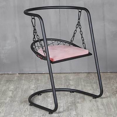 Скандинавское обеденное кресло железное современное домашнее модное кресло-качалка для дома, кухни, гостиной, американского балкона, кресло для завтрака, гостиной - Цвет: Black pink velvet