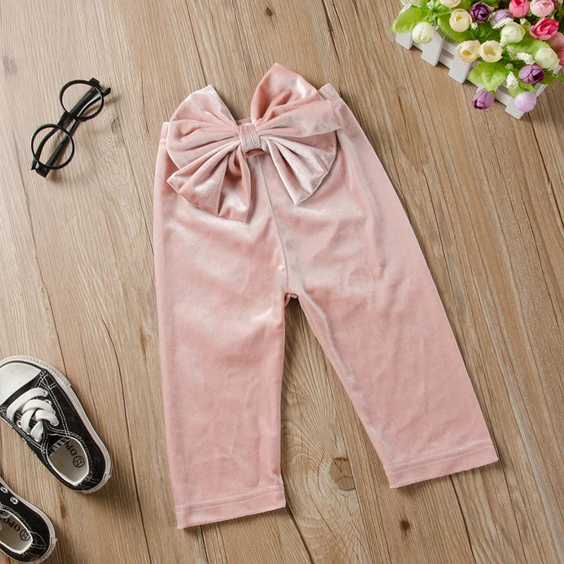 Chifuna/Новая Вельветовая повседневная одежда с бантом осенние детские штаны для девочек, леггинсы для девочек, хлопковые брюки Одежда для девочек детские штаны