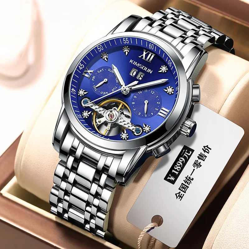 

Luxury Men Watches KIMSDUN watch brand diamond Tourbillon hollow automatic mechanical Wristwatch Relogio Masculino waterproof