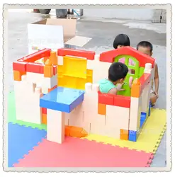 Игровой домик для детского сада, большие строительные блоки, угловая игрушка, пластиковые строительные блоки, 75 деталей, строительные