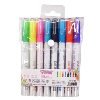 

8 Color Double Line Outline Pen Double Colors Marker Pen for Card Writing Drawing HFing