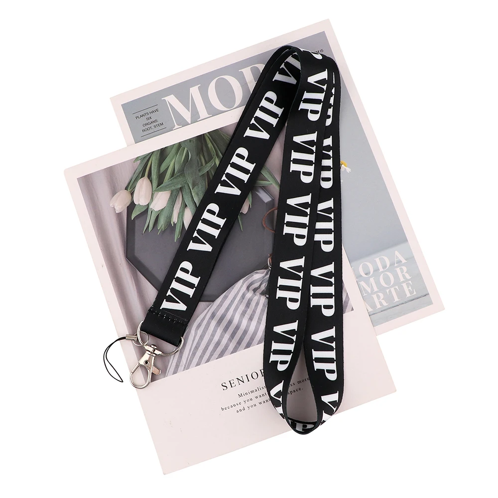 Flyingbee VIP Black Lanyards ID Badge Holder ID Card Pass Mobile Phone Straps Badge Key Holder Keychain For Customers X2237