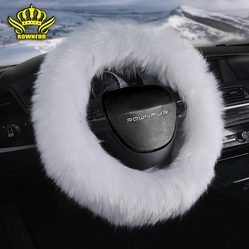 Artificial fur car steering wheel cover universal black interior FIt for most soft plush winter | Автомобили и мотоциклы