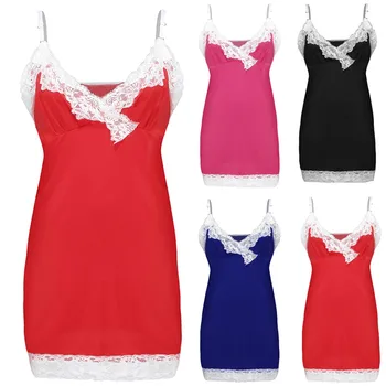

Nightgown Women Sexy Lace Lingerie V-Neck Nightdress Backless Underwear Sleepwear sexy Camisola Vestidos Femininos Nightie