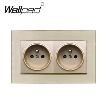 

Double French Power Socket Glass Panel Wallpad 16A Electrical Power Wall Outlet French 146mm * 86mm