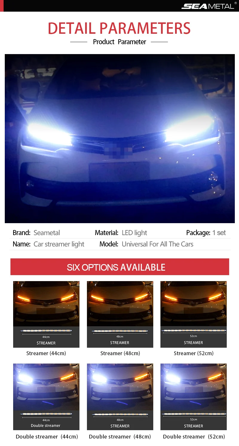 2 шт. водонепроницаемый гибкий светодиодный светильник DRL s белый желтый дневной ходовой светильник последовательного потока стиль переключение головной светильник