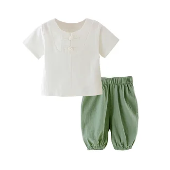 

Cotton Linen Boys Clothes Sets Summer Boys Pants+T-shirt 2pcs Toddler Kids Boys Tops+shorts Sports Suits 2-7 yrs baby boys tops