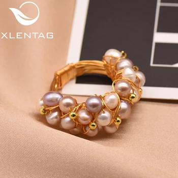 

XlentAg Handmade Natural Freshwater Colourful Pearls Rings Women Wedding Birthday Romantic Kingdom Hearts Luxury Jewrlry GR0243