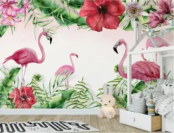 

Tropical Flamingo Flower Wallpaper 3d Photo Cloth Paper Papel De Parede HD Waterproof Wall Mural Wall Papers Home Decor