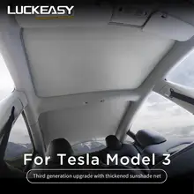Luckeasy nova sombra net para tesla model3 vidro telhado pára-sol carro clarabóia sombreamento cego novo estilo cinza net