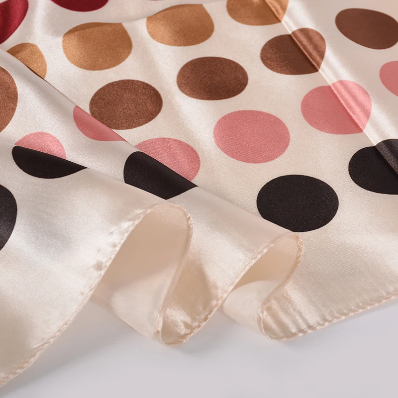 BYSIFA Winter Men Women Black khaki Pink Silk Scarf 90*90cm All-Match Pollka Dot Big Square Scarves Wraps Muslim Headkerchief 5