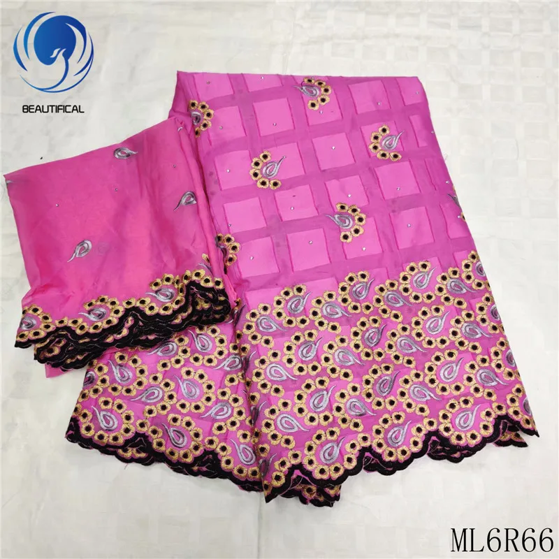 

BEAUTIFICAL african lace fabrics high quality embroidery voile lace nigerian cotton lace fabric with stones 5+2yards ML6R66