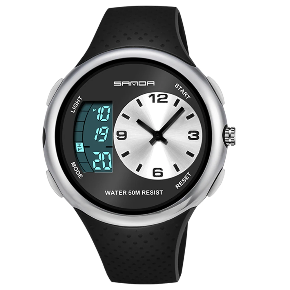 

SANDA Men Sport Watch Digital Electronic Outdoor Diving Swimming 50M Waterproof Watch LED Alarm Clock Luxury Brand Dual Display