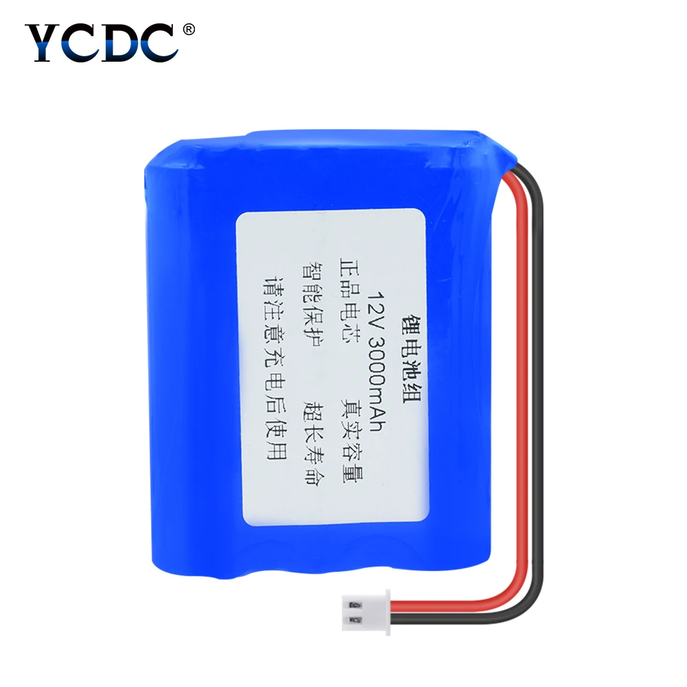 Синий 12V 3000mAh 18650 Литий Батарея пакет (3x18650 литий ионный аккумулятор) с XH 2 54 мм 2Pin