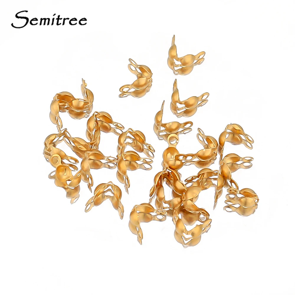 50-100pcs 18k Gold Stainless Steel Ball Chain Calotte Crimps Beads Connector End Clasp DIY Jewelry Necklace Bracelets Supplies | Украшения
