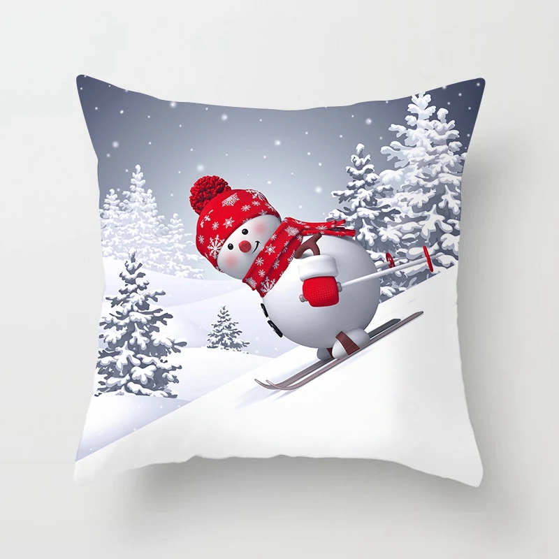 Мультяшные подушки снеговик, чехол, милые рождественские наволочки, красивая наволочка, домашний диван, Декор, Funda Cojin Happy new year