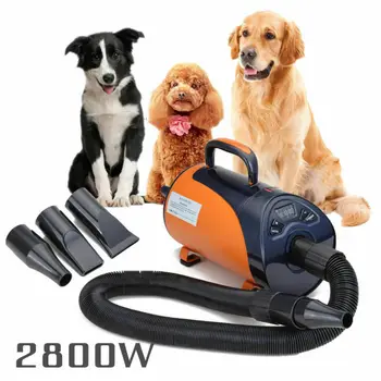 

2800W Portable Pet Dog Hair Dryer Animal Grooming Blow Hair Heat Dryer LED Display 8-step Speed Blowers with 3 Nozzle