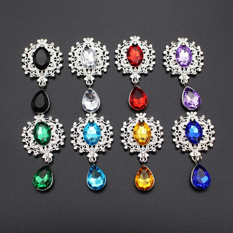 Crystal brooch NDelicate Shining Brooch 45*25mm 10Pcs/Set Crystal Accessories Fashion Gorgeous Wedding Invitation Holiday Creative Decoration