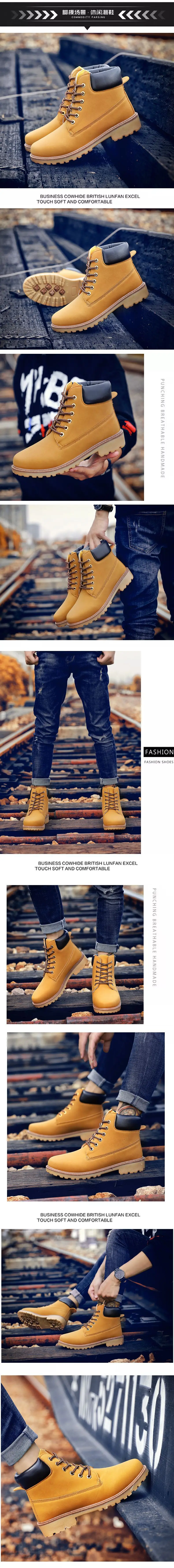 New Women Men Genuine Leather Boots Winter Couple Ankle Boots Casual Lace Up Ladies Fashion Shoes Winter Boots