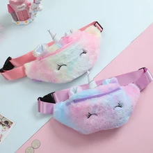 Fanny Women Plush Waist Bag Unicorn Chest Bags Cute Travel Belt Shoulder Bag For Teenager Girls Waist Bag