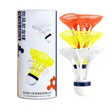 

3PCS Windproof Nylon Plastic Rubber Training Shuttlecocks Indoor Sports Badminton Shuttles Ball Outdoor Sports Shuttle Cocks