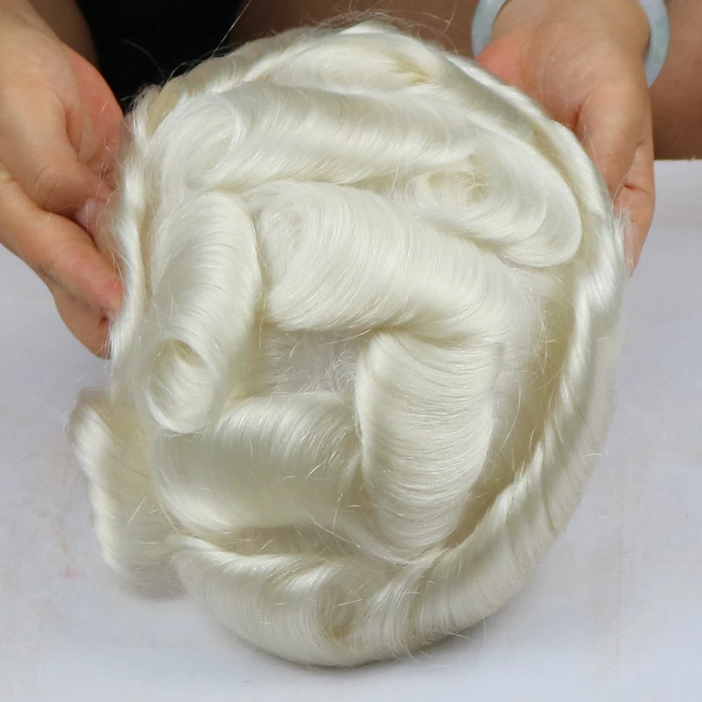 Toupee с человеческих волос 0 06-0 08 мм супер тонкая кожа V-loped Hairline технология мужские
