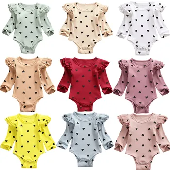 

Spring Autumn 3-24 Months Newborn Jumpsuit Baby Boy Girl Clothes Long Sleeve Polka Dot Ruffles Romper Outfits