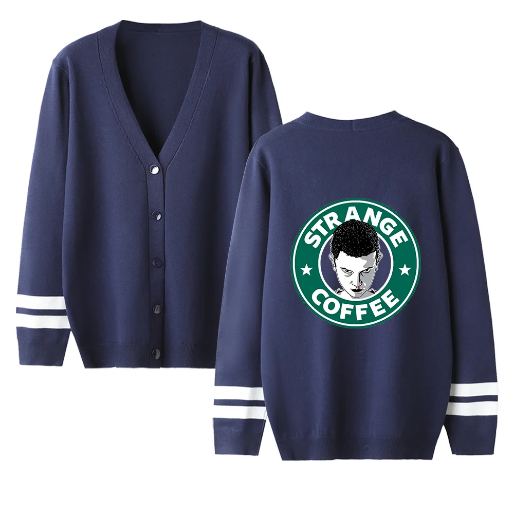 Странные Вещи v-образным вырезом мужской свитер-кардиган/женский модный Повседневный свитер странные вещи кардиган свитер navyblue повседневные топы