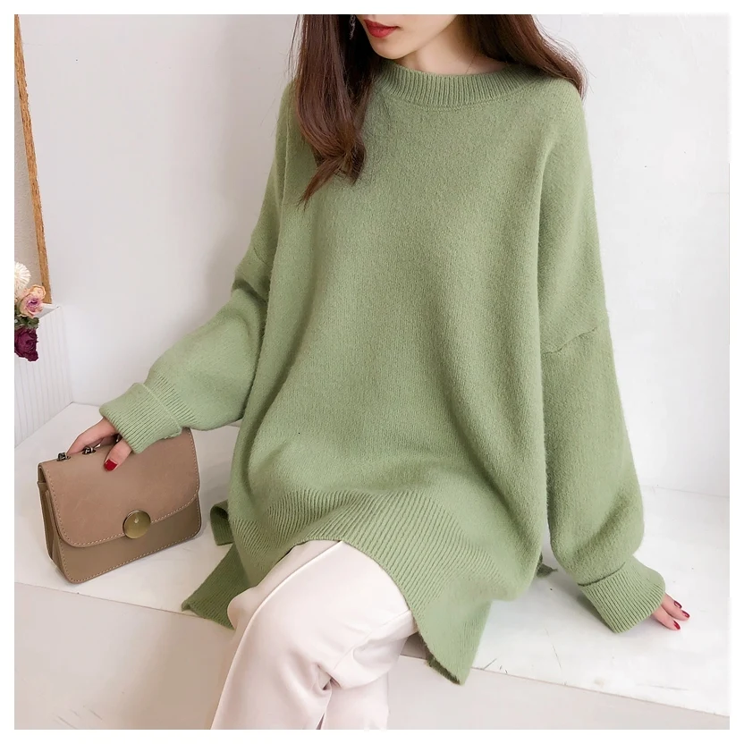 Autumn Women Winter Pullover Long Sweater Dress O-NECK Female Long Sleeve Straight Knitted Vestido Robe Casual Jurken